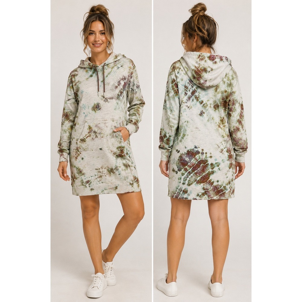 uPCYLED Serra‎ Hoodie Dress Small Tie Dye Earth Tone Boho Casual Lounge Cozy
